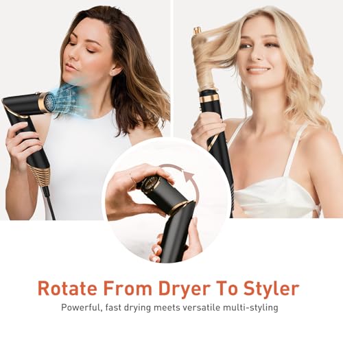 TAHSHINE Blow Dryer Brush Set,5 in 1 Hair Styler,Hair Dryer Brush Electric,Auto Wrap Curler Hair Styler,Detachable Brush Heads Comb for Straightening Automatic Curling Styling,Foldable Hair Dryer - Image 4