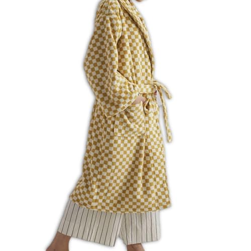 Beach Striped Bathrobe, Vintage Aesthetic 100% Cotton Robe, Unisex Luxury Soft Ultra Absorbent Spa Bath Robe