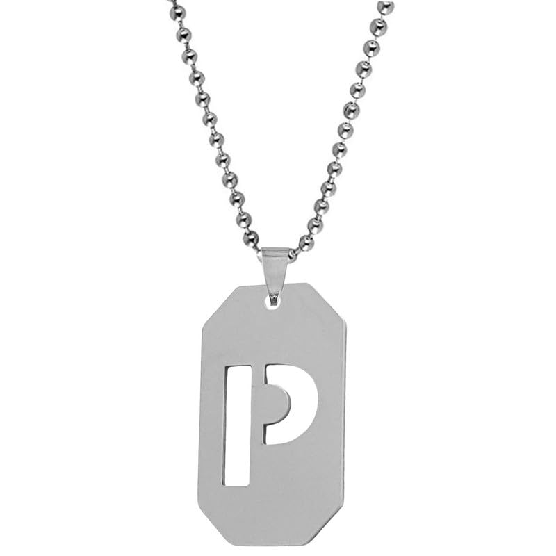 Initial A Letter Necklace for Men Stainless Steel Ball Chain 22 inch Personalized Letter Charm Pendant Jewelry Gift for Boys Women-image-31