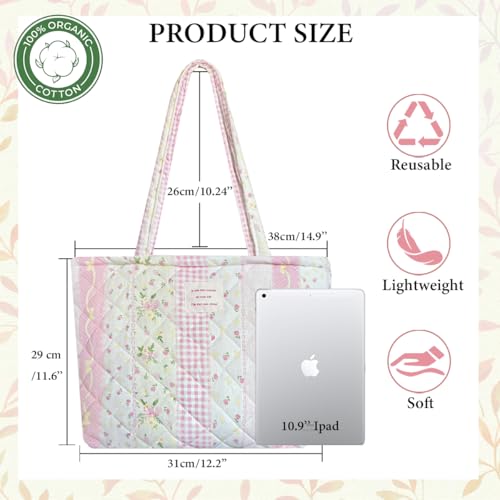 Image of Sunwel Fashion Top Zipper Floral Quilted Bag Small Tote Bag for Women