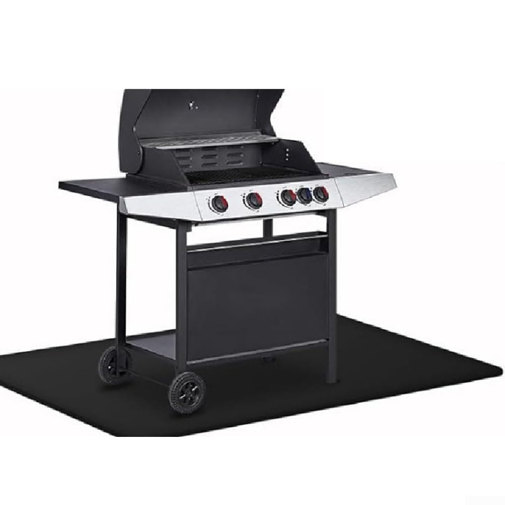 Protector de suelo de fibra de vidrio retardante de 152 x 100 cm con aislamiento de silicona para barbacoa y chimenea, resistente al aceite, fácil de limpiar (152 x 100 cm)