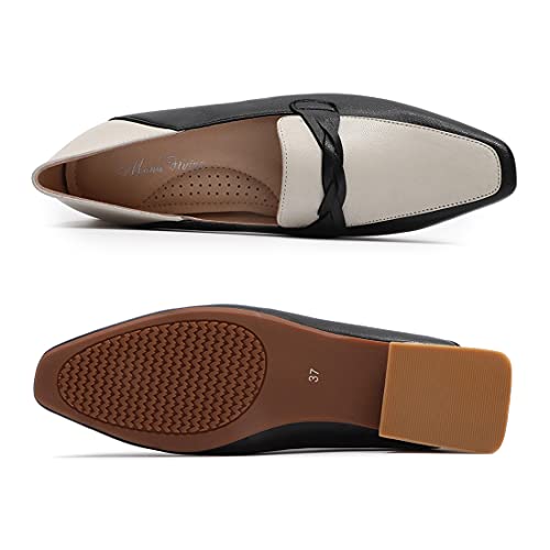 Image of Mona flying Women's Leather Square Toe Penny Loafer Slip on Office Flats