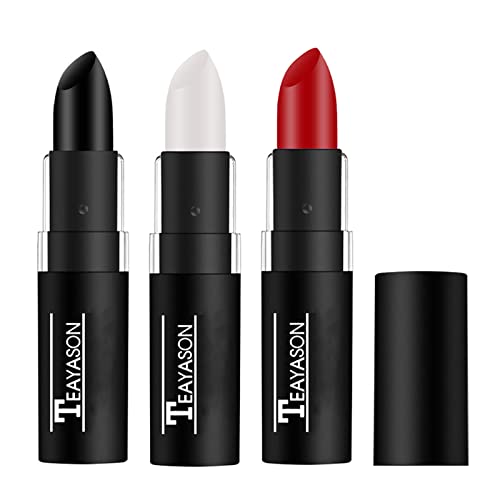 3Pcs Clown Black White Makeup,Face Body Paint Stick,Eye Black Football,For Sports Or Halloween Christmas Makeup,Sweatproof,Long Lasting (Black+White+Red) #TOP14