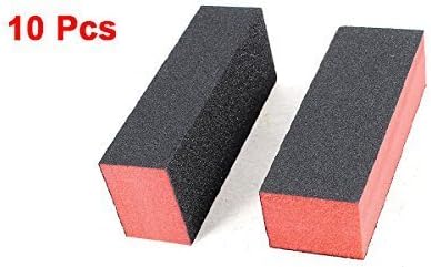 Onwon 10 PCS Sanding Buffing Nail Polisher 4 Way Polish Buffer Buffing Block Nail Files Art Pedicure Manicure File(Black Red)