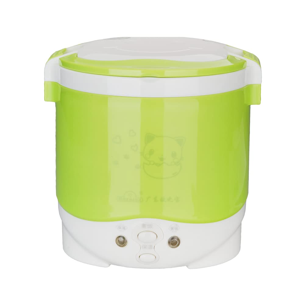 Mini olla arrocera, olla arrocera montada en vehículo de 12 V, función de aislamiento térmico y protección, vaporizador portátil de 1 litro, olla hirviendo, mango portátil, cocina hervida al aire