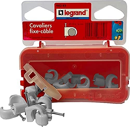 LEGRAND, Nagelschellen, Kabelschellen, Haftclips, mit eingestecktem Nagel, Größe: 10-14mm, 20 Stück, Farbe: Grau, 098367