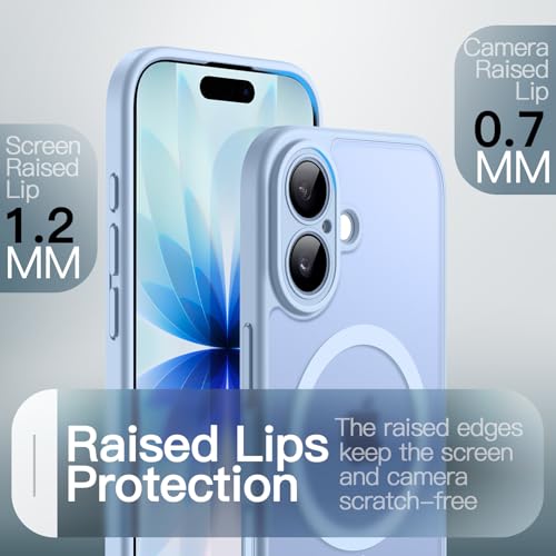 Image of JETech Magnetic Case for iPhone 17 6.3-Inch Compatible with MagSafe, Shockproof Slim Phone Cover with Built-in Camera Control Button, Matte Translucent Back (Mist Blue)
