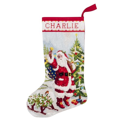 Kit demi-point compté chaussette de Noël personnalisée Trimits avec motif Père Noël inclus
