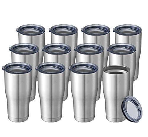 20oz 12 Packs Wholesale Bulk Insulated Stainless Steel Tumblers Coffee Travel Mugs Reusable