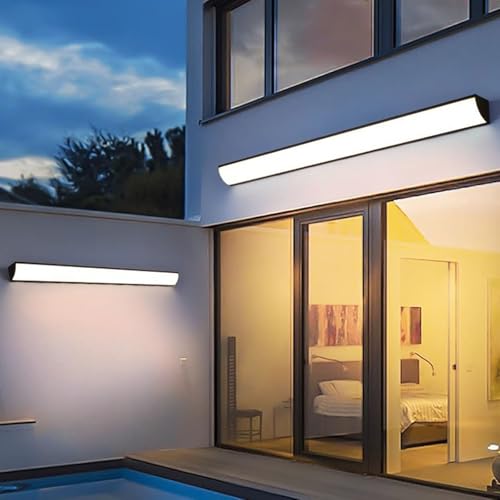 GZZBMY LED Esterni Lungo Lampada da Parete Ovale Moderna Alluminio Applique da Parete IP65 Impermeabile Interno 3000K/4500K/6000K Illuminazione da Parete Interni per Balcone (Nero Luce Neutra,150cm)