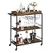 Produktbild VASAGLE Servierwagen, Küchenwagen, abnehmbares Tablett, mit verstellbaren Füßen und Rollen, Küchenregal, Stahlrahmen, 40 x 88 x 96 cm, Industrie-Design, vintagebraun-schwarz LRC093B01