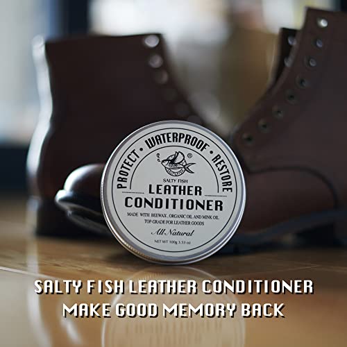 SALTY FISH All-Natural Leather Conditioner and Cleaner,Made with Mink Oil Beeswax,Protect Soften Waterproof Leather Furniture,Car Seats,Shoes,Boots,Bags (7.5 Oz) by SALTY FISH - Image 7