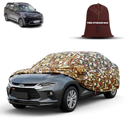 Image of MORNYRAY Car Cover for Kia Carens | Fully Waterproof Car Body Cover | with Mirror & Antenna Pocket | Dustproof, Windproof & Anti-Scratch Lining, Camouflage