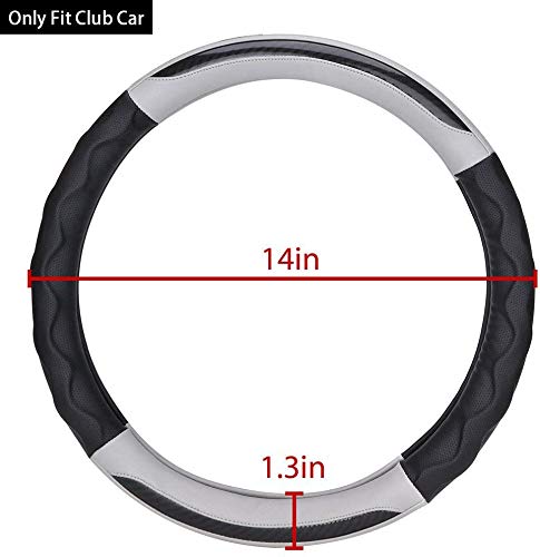 10L0L Golf Cart Steering Wheel Cover For Club Car Ds & Precedent & Yamaha, 14 Inch Black Gray #TOP3