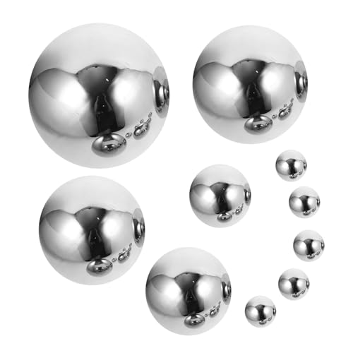 Abaodam 10Pcs Stainless Steel Gazing Globe Reflective Ball Polished Hollow Garden Spheres for Outdoor Pool and Home Decor Weather Resistant Mirror Finish Various