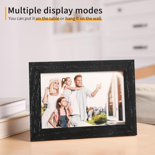 puthiac 4x6 Oak Wood Picture Frame - 4"x6" Photo Frame, 4x6 Picture Frame Wood, Natural Solid Wooden Picture Frames for Wall Art Photo and Prints(1 Pack, Black)