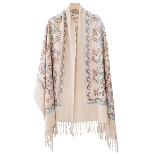 Embroidered Pashmina Shawl Wrap – Women’s Soft Tassel Scarf, Elegant Evening Wedding Party Wrap, Winter Travel Gift3