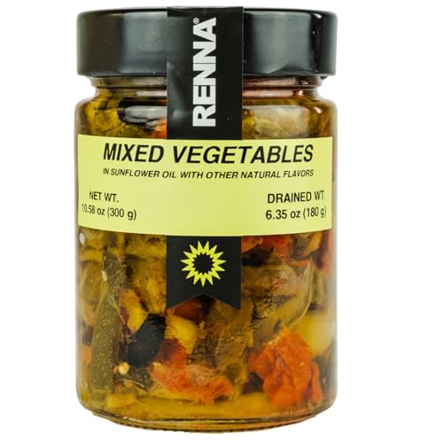 Renna, Mixed Vegetables in Oil (10.58 oz), Giardiniera, Mediterranean Flavor,