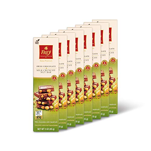 Frey Milk Chocolate Crunchy Nut Bar With Hazelnuts - Premium Swiss Chocolate - Gmo Free - Rainforest Alliance Certified – 31% Hazelnuts - 3.0 Ounce (Pack Of 8) #TOP14