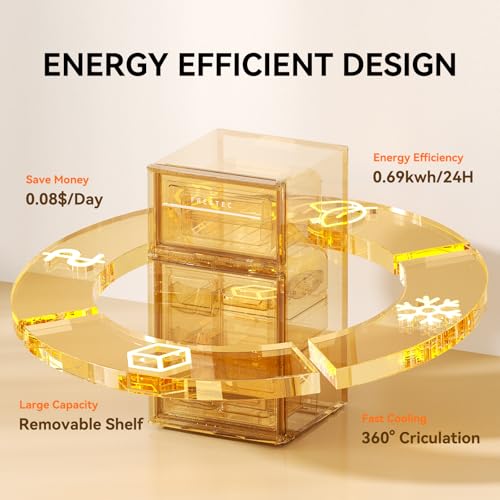 Frestec Mini Fridge with Freezer 3.2 Cu.Ft. 2 Door Refrigerator and Freezer Small Fridge for Bedroom Home Office Dorm, Small Drink Chiller, 37 dB Low Noise, Stainless Steel - Image 4