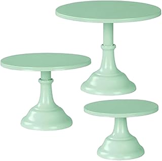 Evzvwruak 3 soportes para tartas, soportes altos para tartas para mesa de postre, exhibición para bodas, fiestas de graduación, color verde, duradero, fácil de instalar, fácil de usar