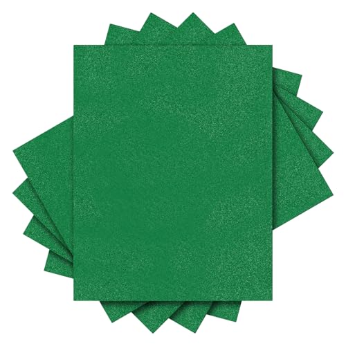 sourcing map 5PCS Glitter HTV Heat Transfer Vinyl Sheets, 12 x 10 Inch Green Glitter Iron on Vinyl for T-Shirts DIY Heat Vinyl Design Easy to Cut & Weed