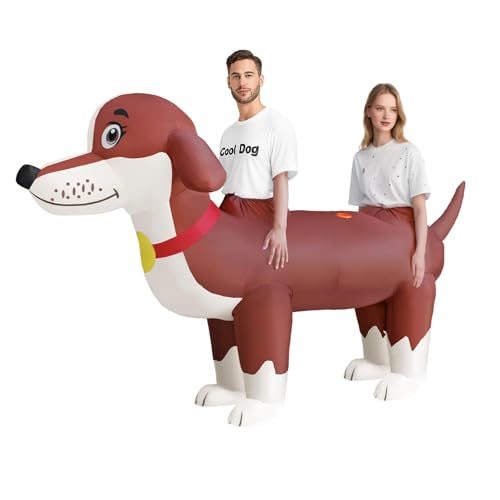 Candyhouse Dackel-Hundekostüm für Erwachsene 2 55 m großes Paarkostüm Lustiges Tierkostüm für Erwachsene Karneval- und Cosplay-Kostüm (Braun)