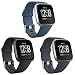 ESeekGo Compatible with Fitbit Versa Bands/Versa Lite/SE Band, Sport Silicone Breathable Band Replacement Fitness Watch Wristband for Men and Women, 3-Pack Dark Gray&Black&Slate, Large