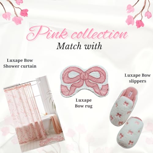 Bow Slippers Coquette Pink Slippers Memory Foam Cute Plush Fluffy Warm Fur slippers Indoor House Home Winter3