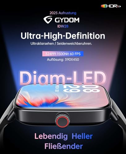 Smartwatch Herren 1.85" 2 Armbänder Metallrahmen für Samsung Android iOS – Ansicht 5