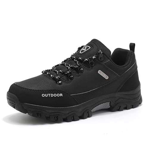 Botas de senderismo extragrandes para exteriores para hombre Zapatillas de senderismo de caña para hombre sin (Black, 45) #159