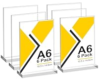 6 Stück Tischaufsteller A6, T Form Acryl Ständer Preisschilder Aufsteller Tischständer für Prospekte Menükarte Werbung Fotorahmen, Kunststoff Foto Bilderrahmen, Flyer Display für Haus, Büro, Laden