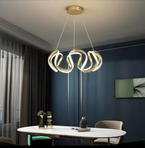 Image of Unique Design 3 Light LED Chandelier Pendant Lamp for Living Room, Dining Table & Home Ceiling Decor for Bar & Hotel (Gold Chandelier)