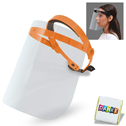 Preisvergleich Produktbild Schutzvisiere zum Hochklappen / face Shield Maske / Visir Gesichtsschutz / Visier Schutzschild / Spuckschutz / Gesichtsvisier aus Kunststoff / Unisize Plexiglas Schutz Visier (Orange, 20)