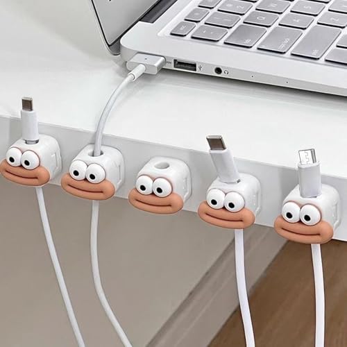 Image of Magnetic Cable Holder for Wall & Desk - Self Adhesive Cable Organizer Clips for Charging Cables, USB, Type C, Lightning, HDMI | Wire Management Clip for Home, Office & Car (Cartoon 6)