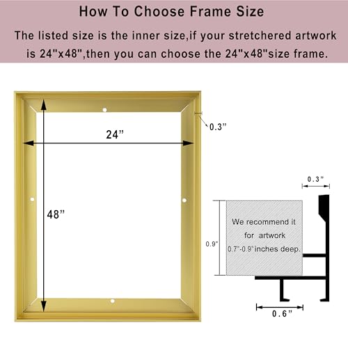 Image of Canvas Frame 16x20, DIY Metal Floating Frames, Canvas Floater Frame for 0.6 inch-0.9 inch Deep Print Painting (Light Gold,16 inchx20 inch)