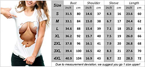 Women's Sexy Big Boobs Printed Short Sleeve Tee Shirt Tops Crew Neck Cute 3D Boob Summer T Shirts Plus Size3