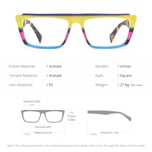 Image of HEPIDEM Matte Multicolor Acetate Glasses Frame Men Vintage Square Eyeglasses Optical Spectacles 9289