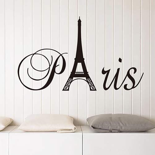 Sticker mural Tour Eiffel autocollant lettres anglaises design noir