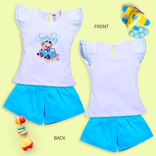 Image of LuvLap Baby Girls Regular Fit 100% Cotton Half Sleeves Girls Top CoSet Pack of 3