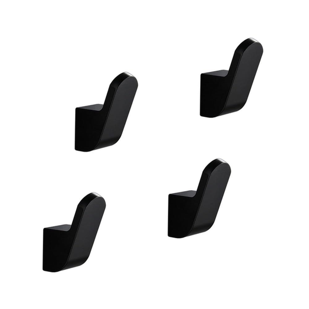 Gancho pintado de aluminio espacial, ganchos para batas, gancho para ropa, colgador de ropa montado en la pared, gancho para puerta, 4 piezas, negro