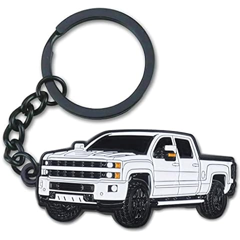 glahorse For Chevy Silverado Keychain，For Chevy Silverado Accessories 2015-2022 Toy Truck，Metal Keychain make perfect gifts for friends, colleagues, loved ones（white） Cover