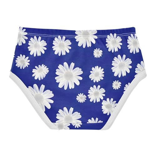 White Daisy Flowers Blue Little Girl Panties Toddlers Underwear Floral Cotton Fancy Briefs Underpants 2t2