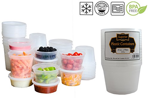 superior ZRL Recipientes de plástico para microondas y congelador, redondos, sin fugas, para guardar alimentos, plástico, 16oz - 470ml