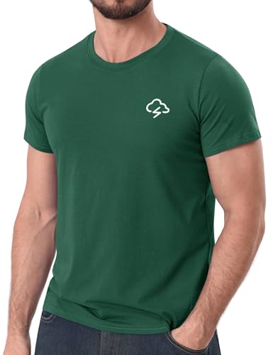 iClosam Camiseta Estampada para Hombre, Elegante Camiseta de algodón Suave de Manga Corta para Tiempo Libre, Verde Oscuro