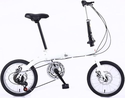 Bicicleta Plegable De 14/16 Pulgadas Cuadro Delantero Y Trasero De Acero Al Carbono Bicicleta para Adultos De Velocidad Variable Bicicleta Plegable para Estudiantes Súper Liviana, D, 16inch