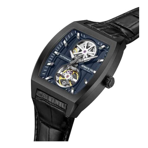 Image of Kenneth Cole Blue Dial Automatic Leather Strap Watch for Men