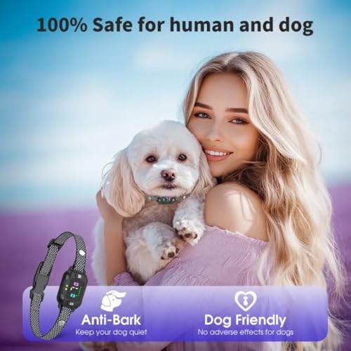 SPEAKY Bark Collar – No Shock Dog Bark Collar for Small and Medium Dogs – 7 Sensitivity Levels – Beep & Vibration – Smart Bark Detection – Magnetic Recharge – IPX7 Waterproof