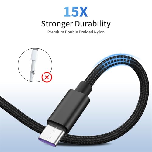 2 Pack 6.6FT/2M USB C Charging Cable for PS5/Xbox Series X/S Controller/Switch 2 Console, Replacement USB Charging Cord Nylon Braided Type-C Ports Accessories for PlayStation 5 (Black)