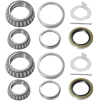 2 Sets Trailer Axle Bearing Kit with D-Style Spindle Washers for 3500 lbs Trailers